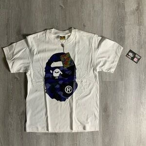 *NEW* A Bathing Ape White T-Shirt with Blue Camo Ape Head Graphic